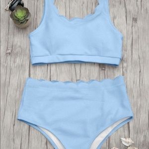Zaful NWT Scalloped High Waisted Bikini Set